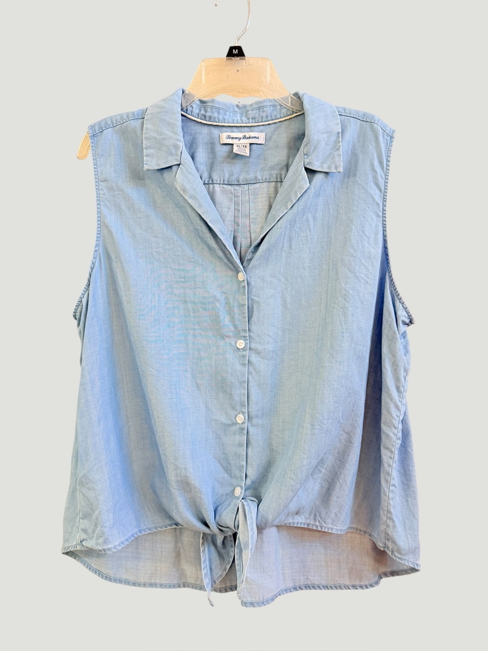 Tommy Bahama chambray tie waist blouse